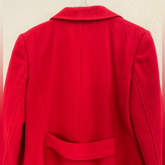 Loft Virgin Wool Blend Trench long Coat Red Size 8 - Picture 7 of 7